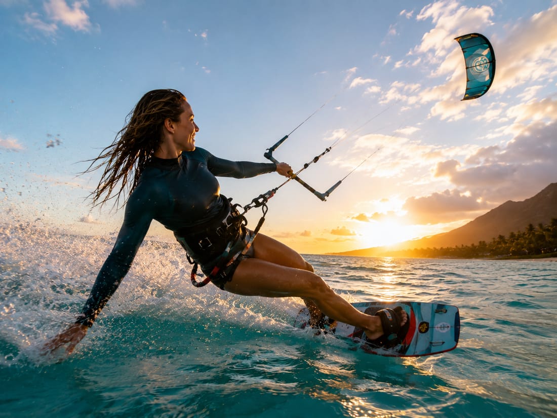 Kitesurf al atardecer